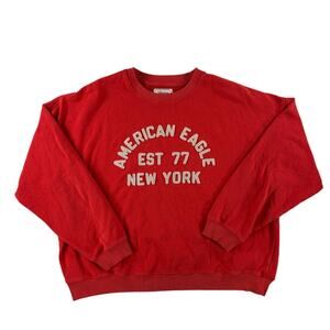 American Eagle Outfitters Womens Crewneck Graphic Sweatshirt - Red - Large